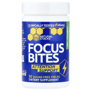 Natural Stacks, Focus Bites, дыня и мята, 30 шт. Без сахара