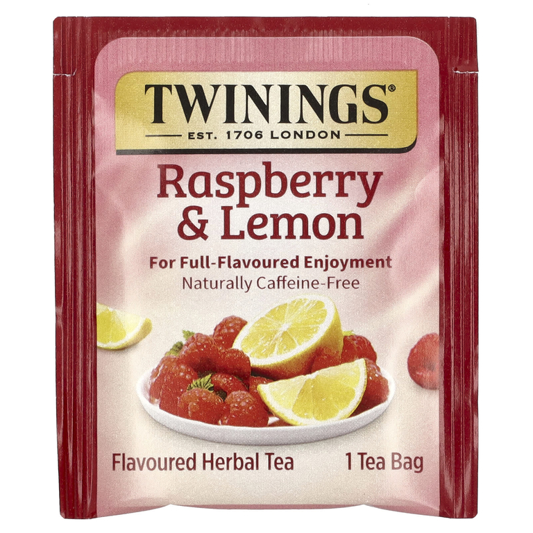 Twinings, ароматизированный травяной чай, малина и лимон, без кофеина, 20 чайных пакетиков, 50 г (1,76 унции)