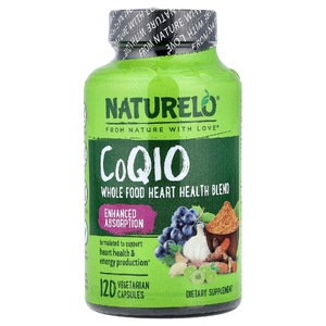 NATURELO, CoQ10, смесь из цельных продуктов для здоровья сердца, 120 вегетарианских капсул