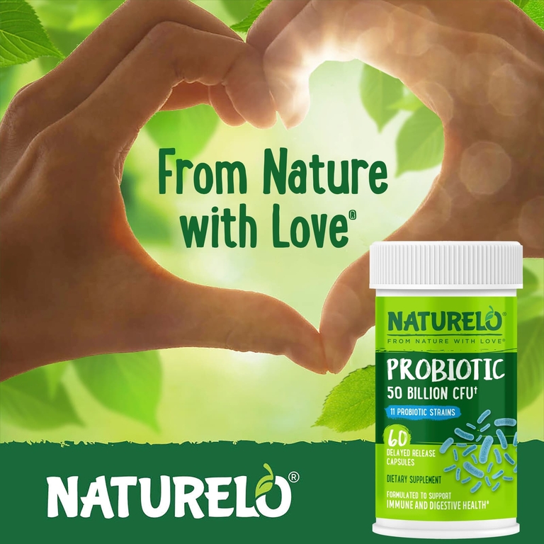 NATURELO, Пробиотик, 50 млрд КОЕ, 60 капсул с отсроченным высвобождением