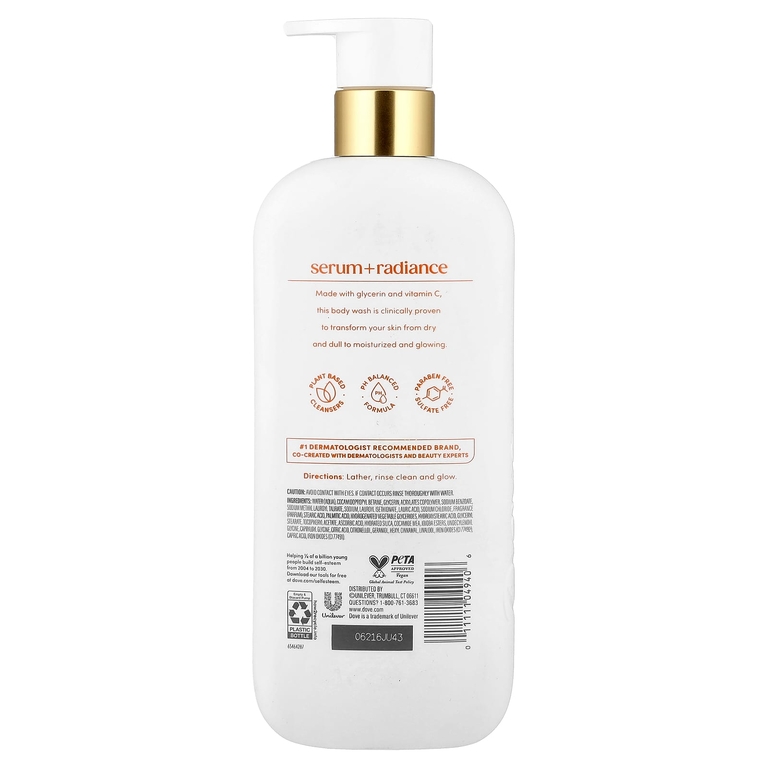 Dove, Сыворотка + Radiance, гель для душа, цветы апельсина, 18,5 жидк. унции (547 мл)