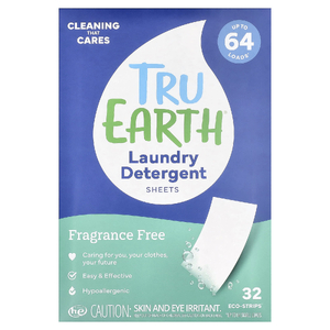 Tru Earth, моющее средство для стирки, без отдушки, 32 экологичных полоски