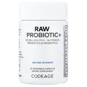 Codeage, Необработанный пробиотик +, 100 млрд КОЕ, 30 растительных капсул