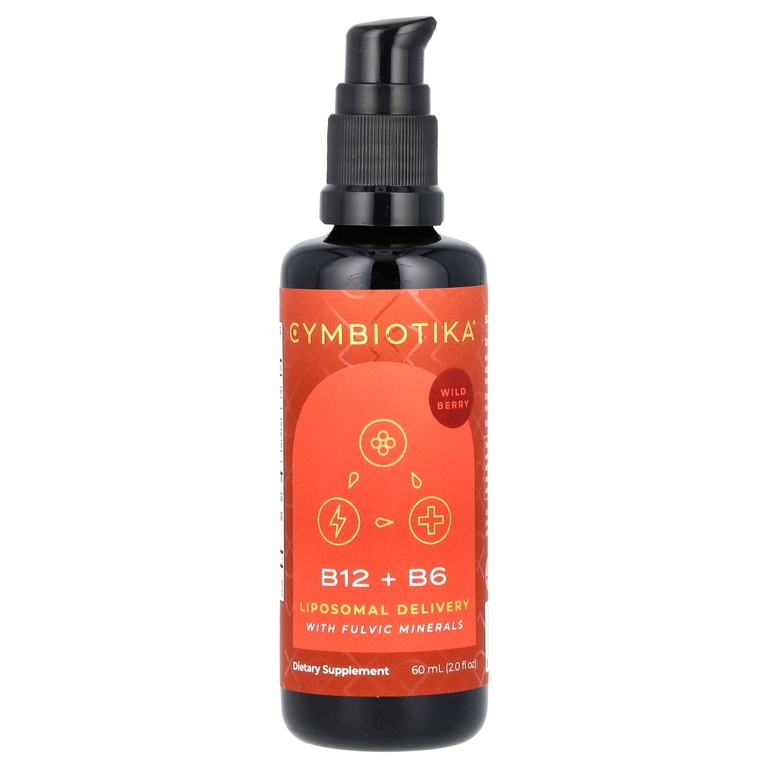 Cymbiotika, B12 + B6, липосомальное средство с фульвовыми минералами, лесные ягоды, 60 мл (2 жидк. унц.)