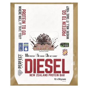 PERFECT Sports, Diesel, протеиновый батончик из Новой Зеландии, тройной насыщенный шоколад, 12 батончиков по 50 г