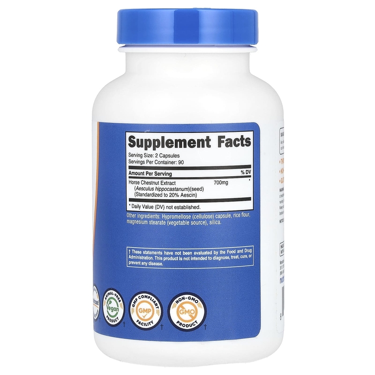 Nutricost, Конский каштан, 180 капсул (350 мг на капсулу)