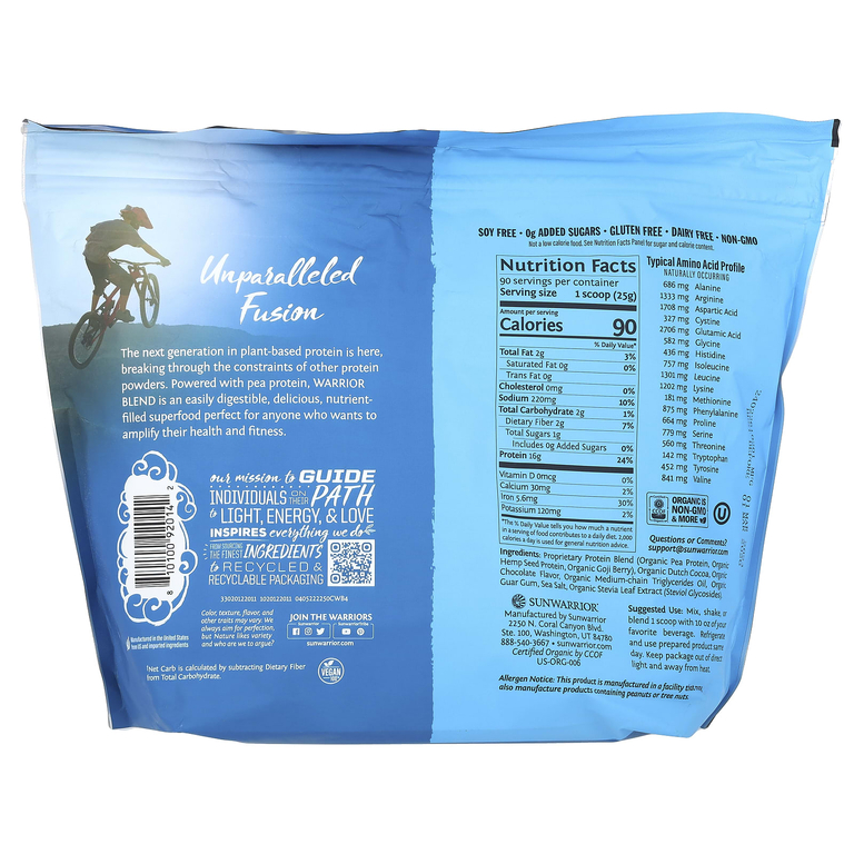 Sunwarrior, Warrior Blend, протеин, шоколад, 2,25 кг (4,96 фунта)