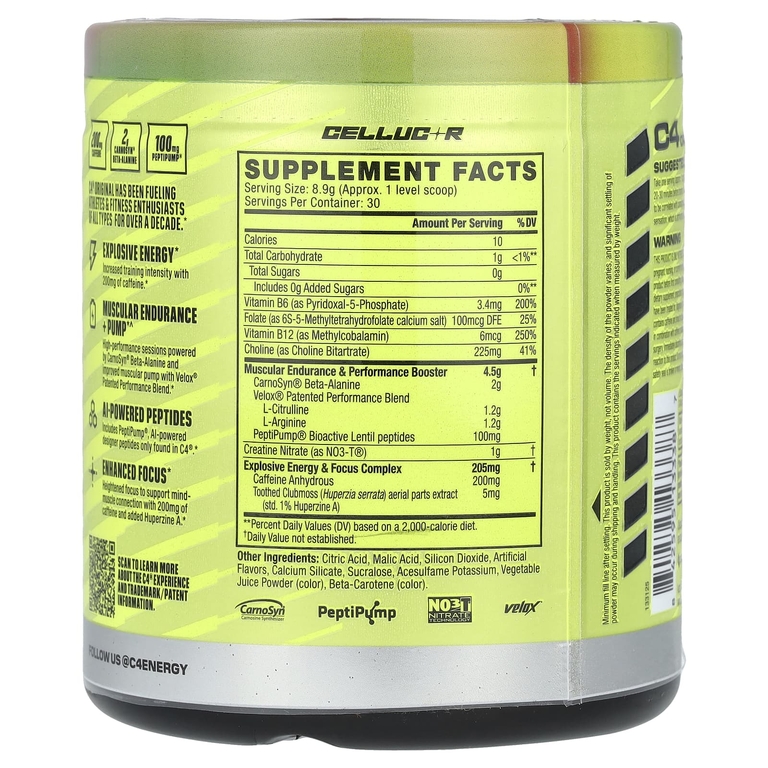 C4 / Cellucor, C4® Original, предтренировочный комплекс, со вкусом арбуза, 267 г (9,4 унции) (Товар снят с продажи) 