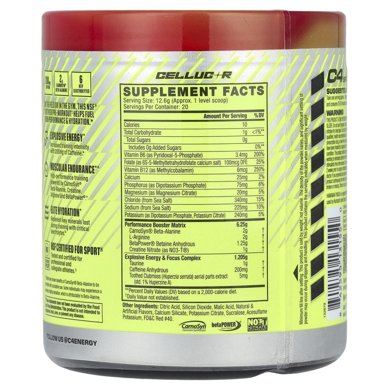 C4 / Cellucor, C4® Sport, предтренировочный комплекс, Hawaiian Punch® Fruit Juicy Red®, 252 г (8,9 унции)
