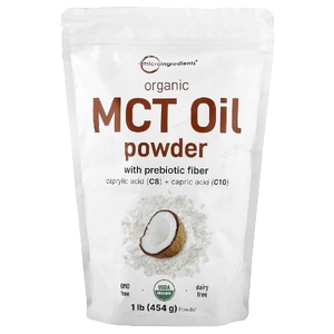 Micro Ingredients, органическое масло MCT в порошке с пребиотической клетчаткой, 454 г (1 фунт)