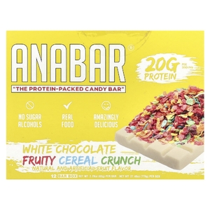The Anabar, The Protein-Packed Candy Bar®, Хрустящие хлопья с белым шоколадом, 12 батончиков по 65 г (2,29 унции) (Товар снят с продажи) 