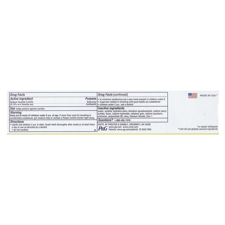 Crest, 3D White, улучшенная формула, зубная паста против кариеса с фторидом, со вкусом мяты, 2 тюбика по 93 г (3,3 унции)