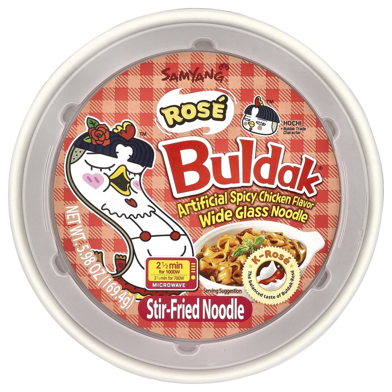 Buldak, Buldak®, жареная лапша, пряная курица, роза, 169,4 г (5,98 унции) (Товар снят с продажи) 