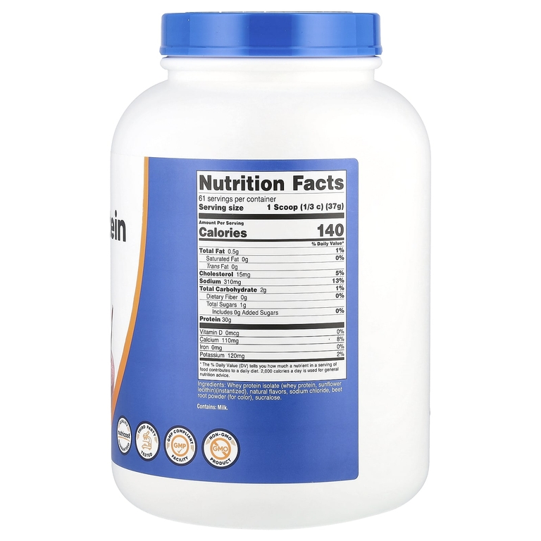Nutricost, Изолят сывороточного протеина, клубничный молочный коктейль, 2268 г (5 фунтов)
