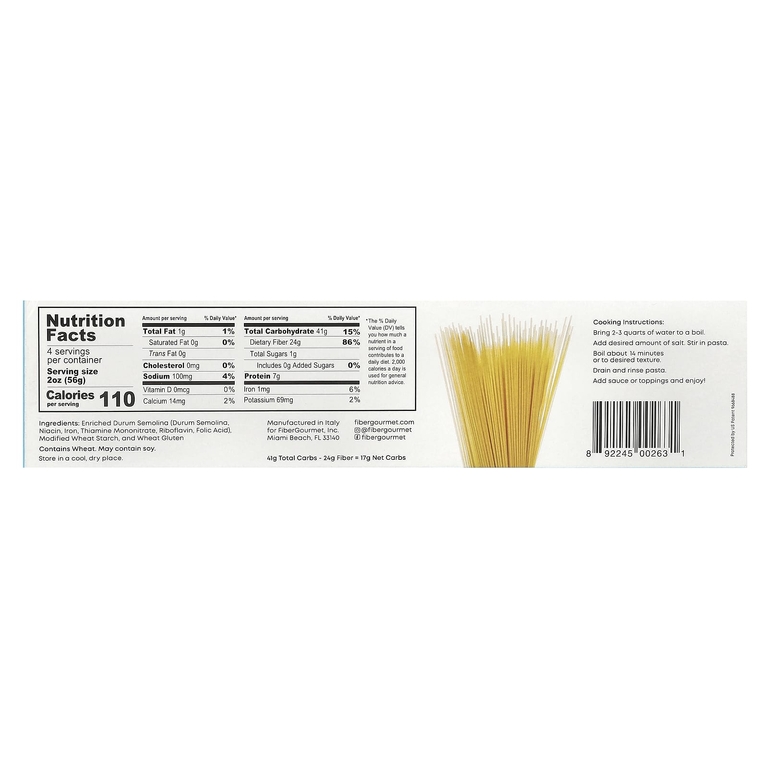 Fiber Gourmet, Легкие спагетти, 227 г (8 унций)