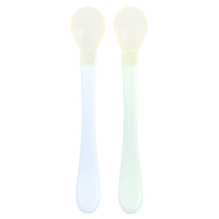 Green Sprouts, Silicone & Sprout Ware®, First Food Spoons, от 6 месяцев, Light Ealight, 2 упаковки