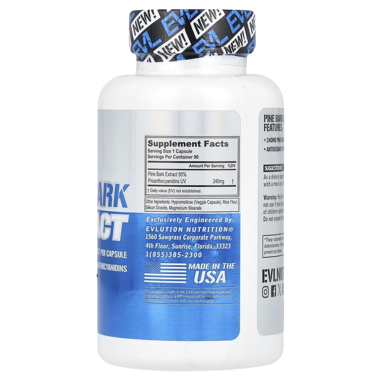 EVLution Nutrition, экстракт коры сосны, 90 вегетарианских капсул (240 мг в 1 капсуле)