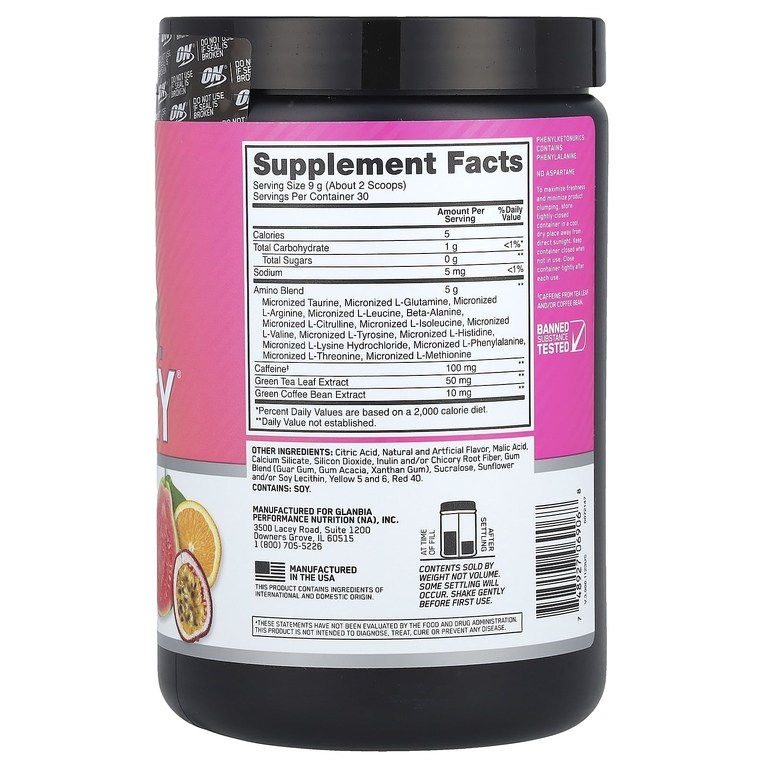 Optimum Nutrition, Essential Amin.O. Energy®, Tropical Sunrise, 270 г (9,5 унции)