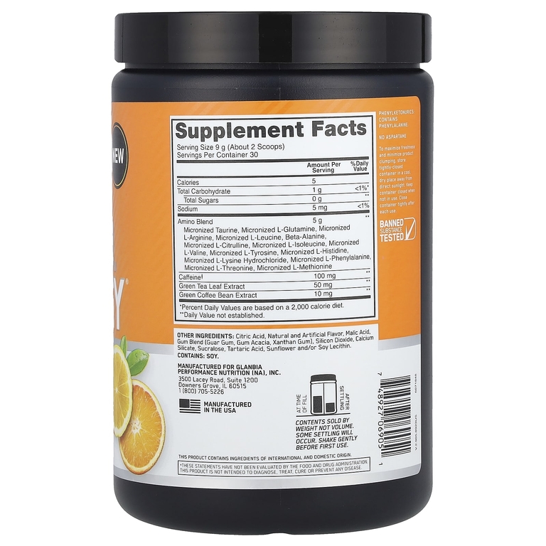 Optimum Nutrition, Essential Amin.O. Energy®, цитрусовый спрей, 270 г (9,5 унции)
