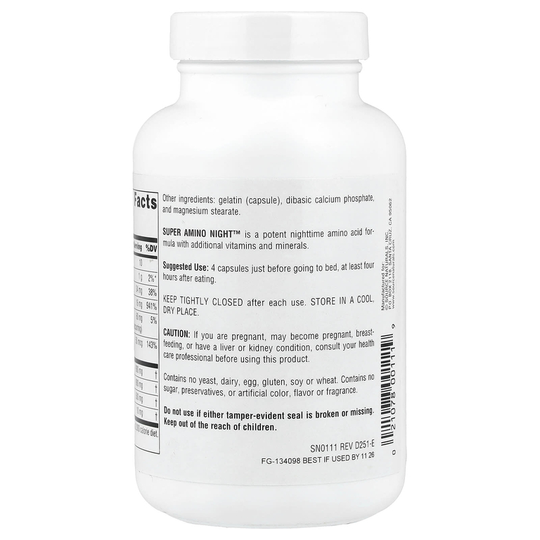 Source Naturals, комплекс с аминокислотами, ночной, 120 капсул