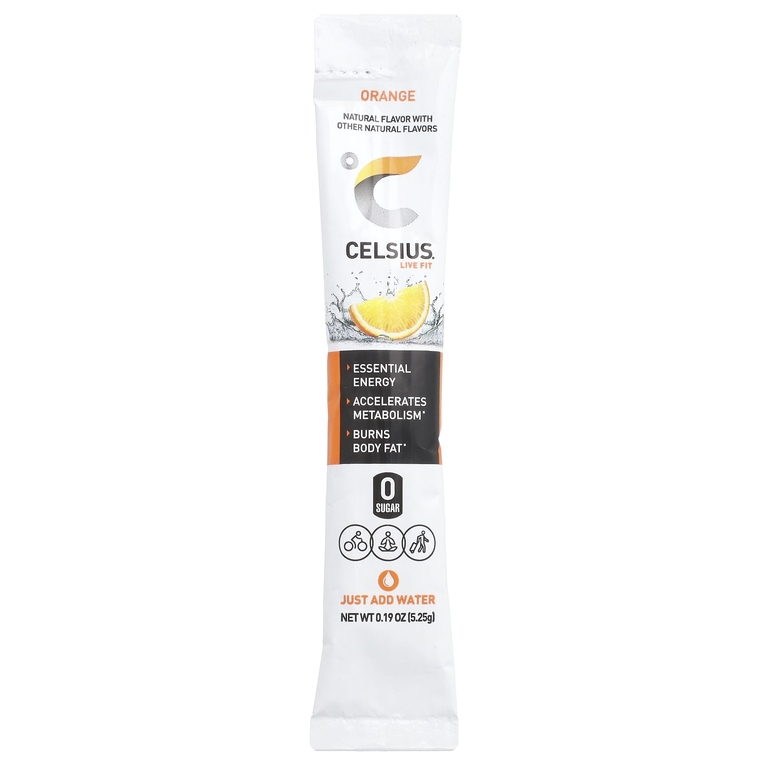 Celsius, Live Fit, апельсин, 14 пакетиков по 5,25 г (0,19 унции)