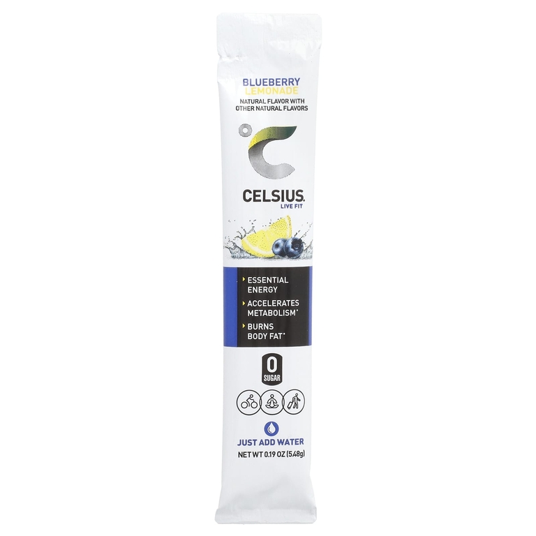 Celsius, Live Fit, черничный лимонад, 14 пакетиков, по 5,48 г (0,19 унции)