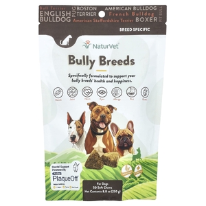 NaturVet, Bully Breeds, For Dogs, Hickory Smoked Bacon, 50 Soft Chews, 8.8 oz (250 g)