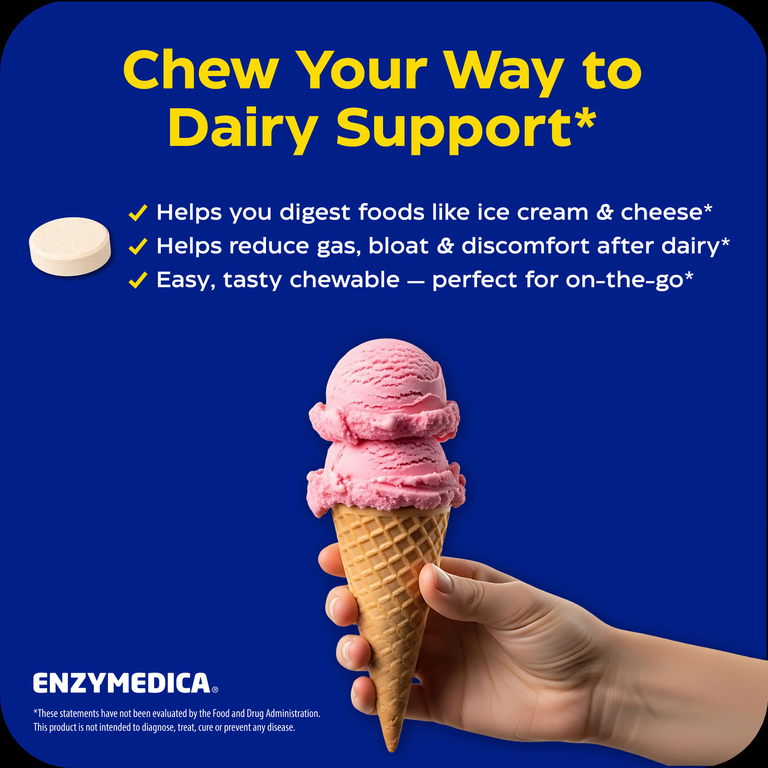 Enzymedica, DairyAssist®, жевательные таблетки с ванильным вкусом, 60 жевательных таблеток