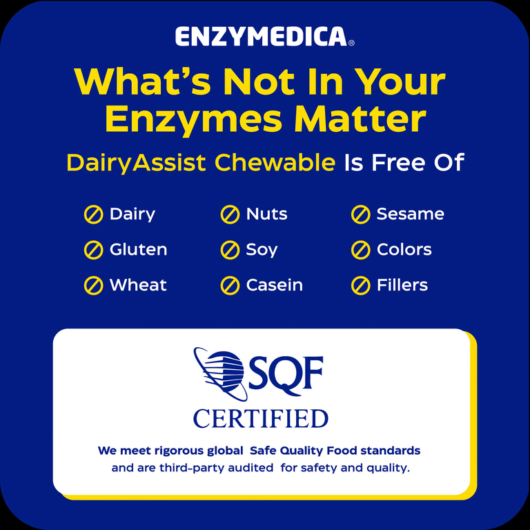 Enzymedica, DairyAssist®, жевательные таблетки с ванильным вкусом, 60 жевательных таблеток