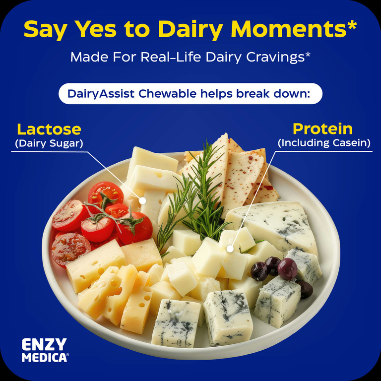 Enzymedica, DairyAssist®, жевательные таблетки с ванильным вкусом, 60 жевательных таблеток