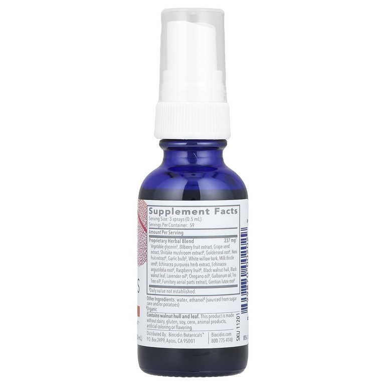 Biocidin Botanicals, Biocidin® TS, ежедневный травяной спрей для горла, 30 мл (1 жидк. унция)