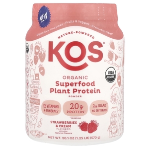 KOS, Organic Superfood Plant Protein Powder, Strawberries & Cream, 1.25 lb (570 g) (Товар снят с продажи) 