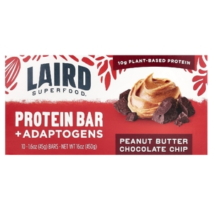 Laird Superfood, Протеиновый батончик + адаптогены, арахисовая паста с шоколадной крошкой, 10 батончиков по 45 г (1,6 унции) (Товар снят с продажи) 