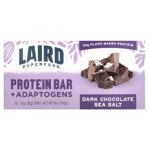Laird Superfood, Протеиновый батончик Superfood + адаптогены, морская соль из темного шоколада, 10 пакетиков по 45 г (1,6 унции) (Товар снят с продажи) 