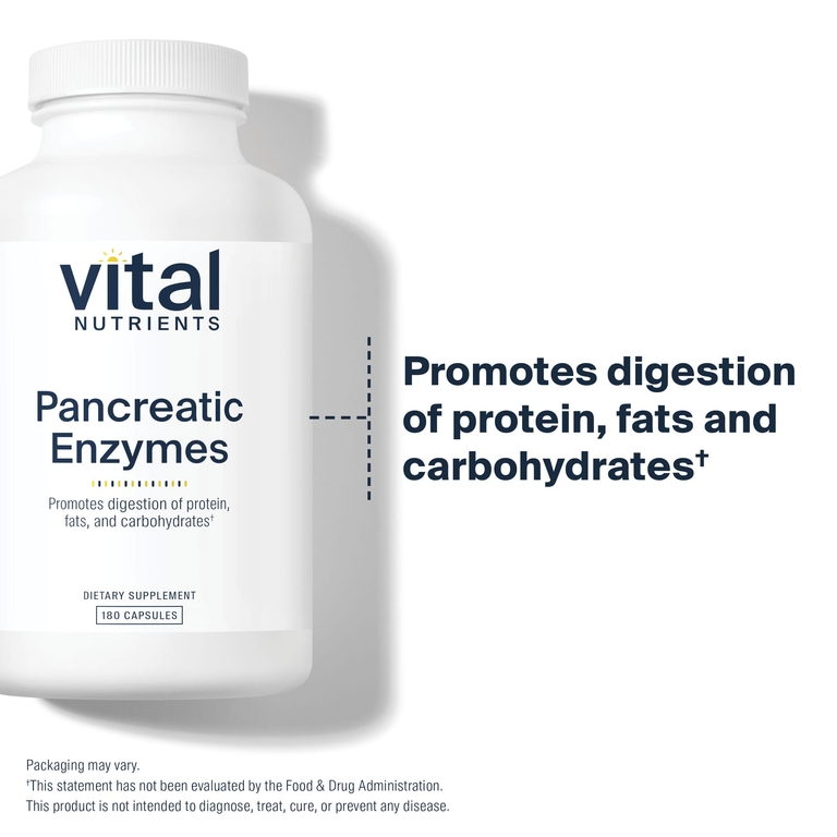 Vital Nutrients, Ферменты поджелудочной железы, 180 капсул