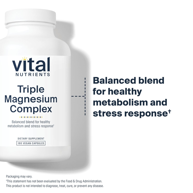 Vital Nutrients, тройной комплекс магния, 180 веганских капсул (250 мг в 1 капсуле)