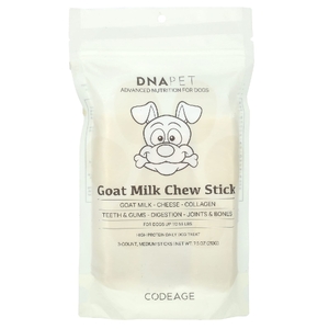 Codeage, DNA Pet, жевательная палочка с козьим молоком, для собак, средняя, 3 шт., 213 г (7,5 унции)