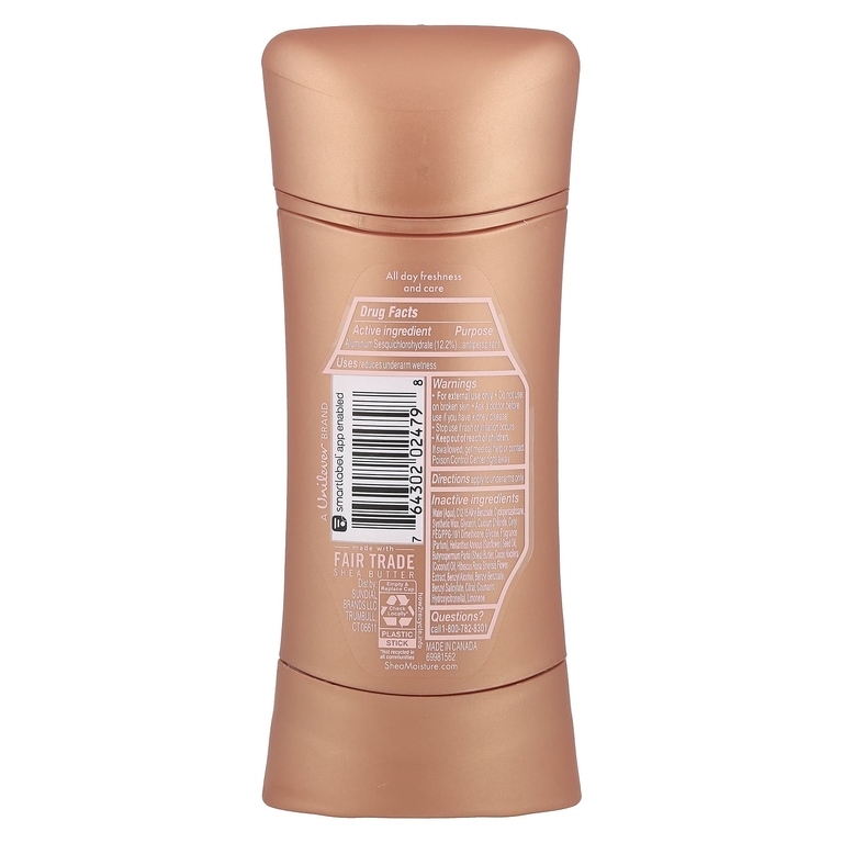 SheaMoisture, Дезодорант-антиперспирант, свежий, с кокосом и гибискусом, 74 г (2,6 унции)