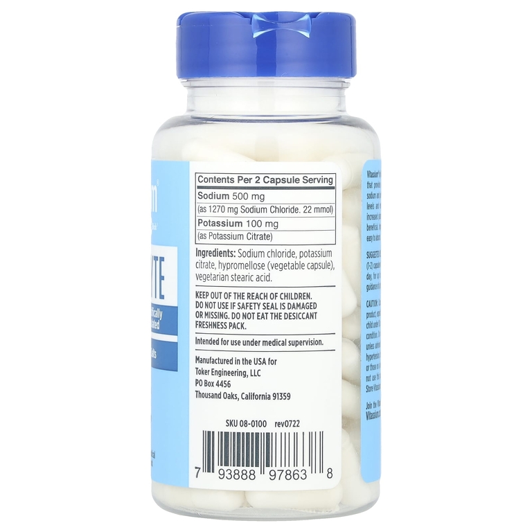 Vitassium, Salt Stick®, капсулы с электролитом, 100 веганских капсул