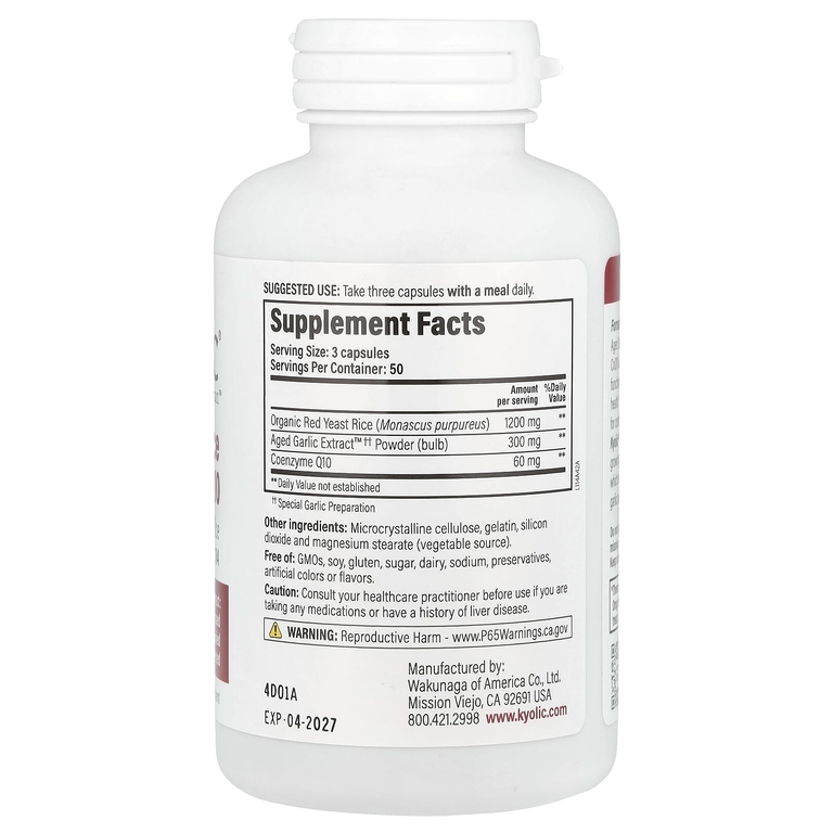 Kyolic, Aged Garlic Extract ™, красный дрожжевой рис с коэнзимом Q10, формула 114, 150 капсул