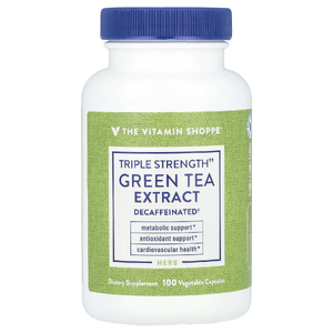 The Vitamin Shoppe, Экстракт зеленого чая, тройная сила действия, без кофеина, 100 растительных капсул (750 мг на капсулу)