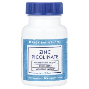 The Vitamin Shoppe, Пиколинат цинка, 100 растительных капсул (22 мг на капсулу)