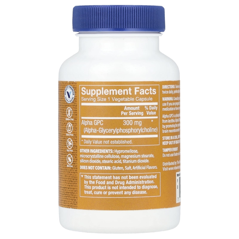 The Vitamin Shoppe, Alpha GPC, 300 мг, 60 растительных капсул