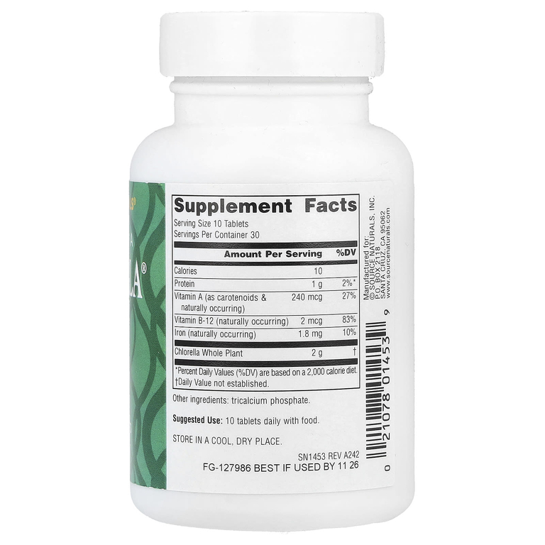 Source Naturals, Yaeyama Chlorella®, 300 таблеток (20 мг в одной таблетке)