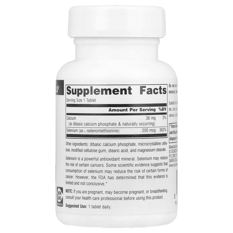 Source Naturals, Селен, без дрожжей, 200 мкг, 60 таблеток