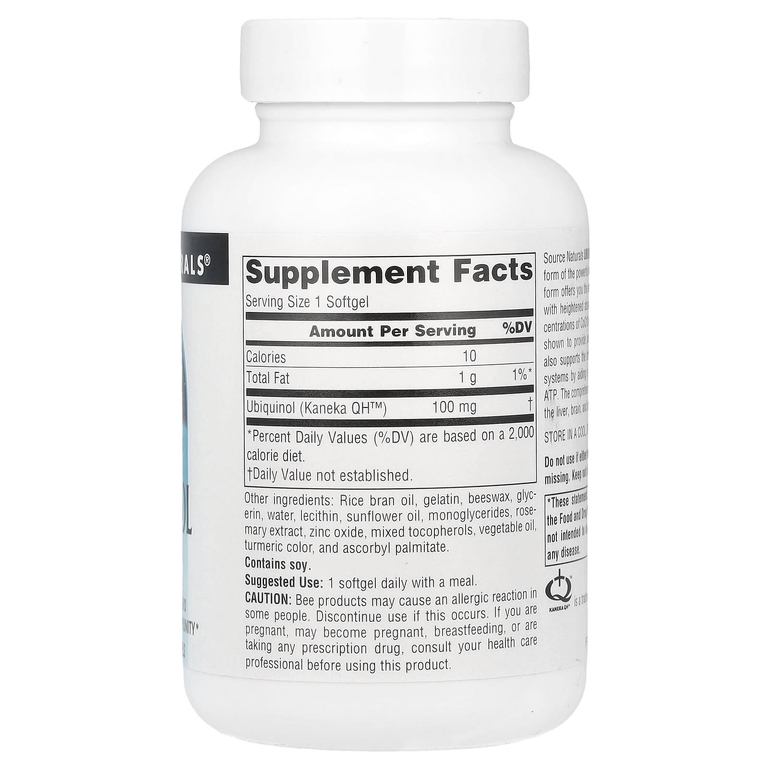 Source Naturals, Убихинол коэнзим QH, 100 мг, 60 мягких таблеток