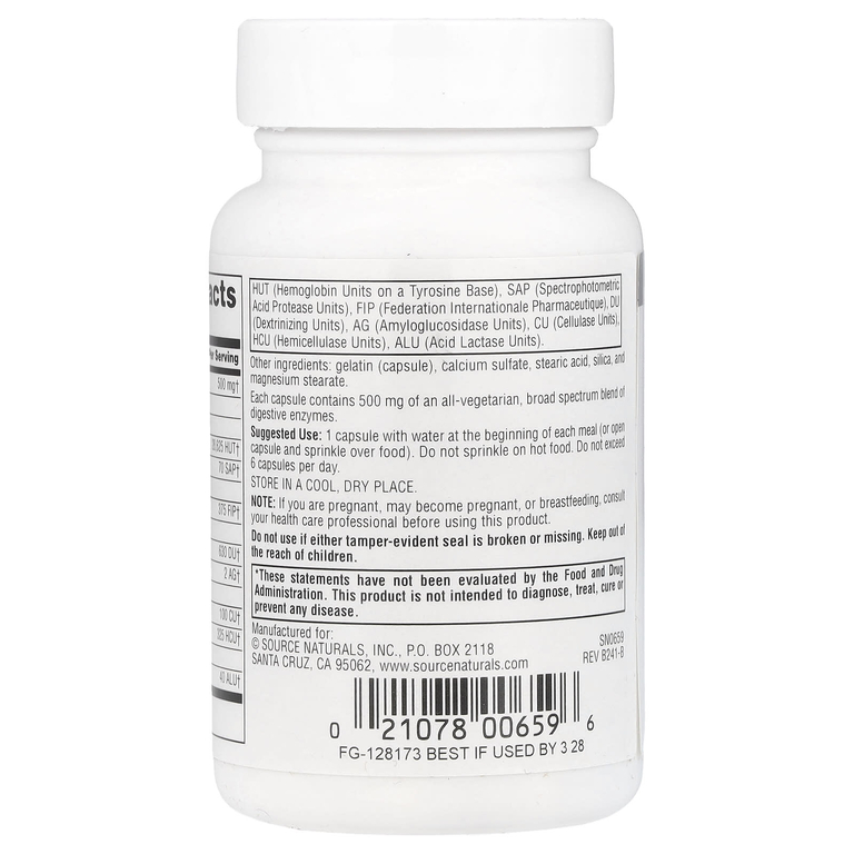 Source Naturals, Daily Essential Enzymes®, 500 мг, 60 капсул