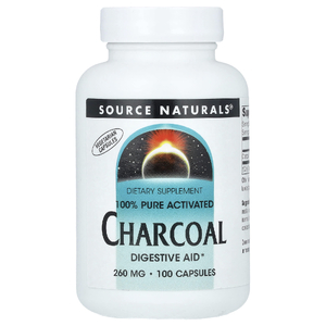Source Naturals, 100% чистый активированный уголь, 260 мг, 100 капсул