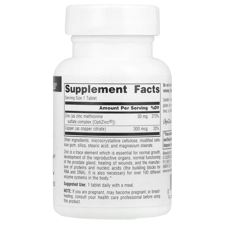Source Naturals, цинк OptiZinc®, 60 таблеток