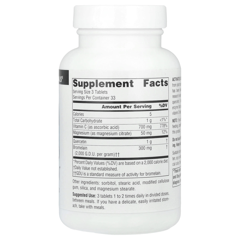 Source Naturals, Activated Quercetin ™, биофлавоноидный комплекс, 100 таблеток
